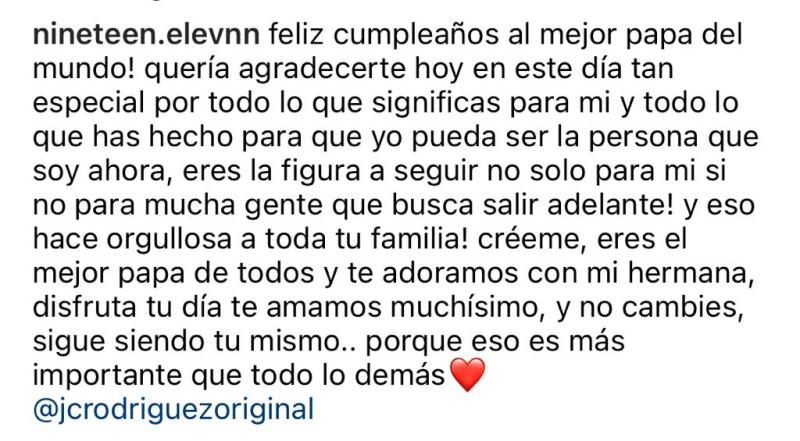 Hijo de Julio César Rodríguez le dedica emotivo mensaje