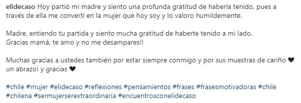 “No me desampares”: El adiós de Eli de Caso a su madre