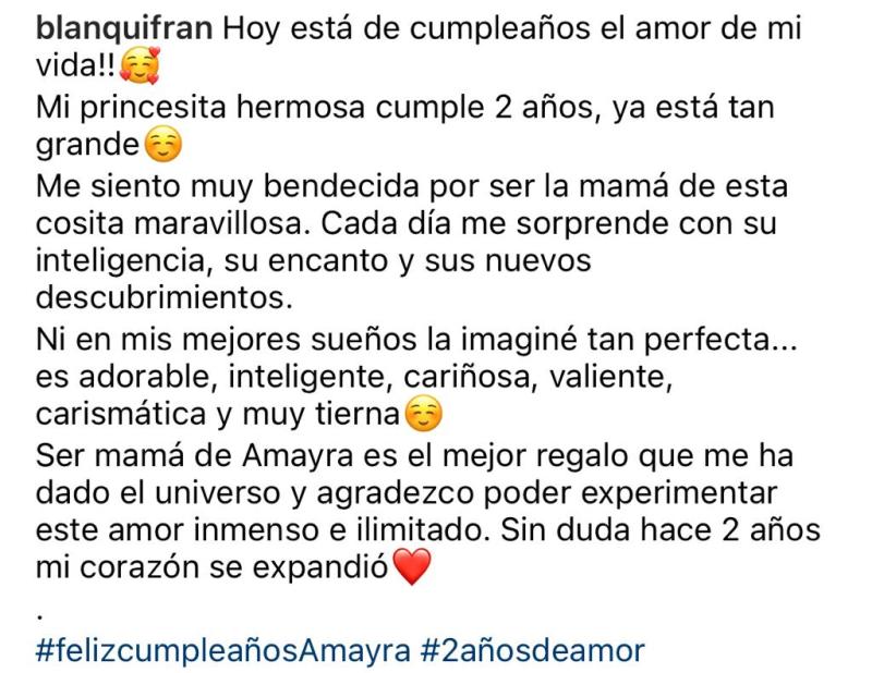 Blanquita Nieves celebra los 2 años de su hija clon