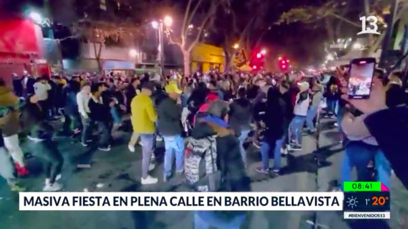 Masiva fiesta clandestina en plena calle en barrio Bellavista