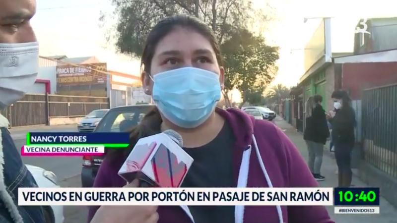 Vecinos en guerra por portón en pasaje de San Ramón