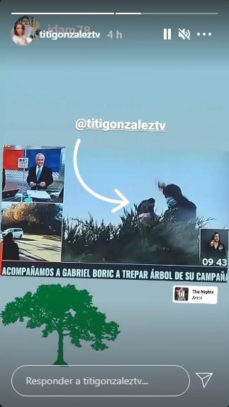 Titi González trepa árbol con Gabriel Boric