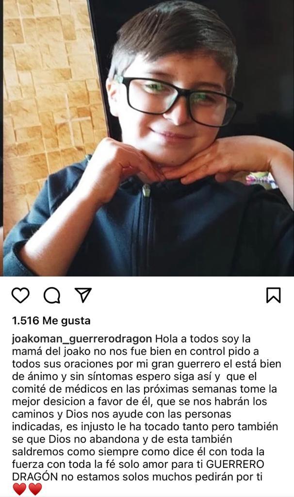 Piden orar por Joaquín, ex figura de “Contra viento y marea”