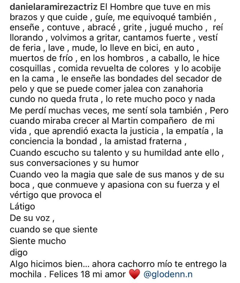 “Cachorro mío”: Daniela Ramírez celebra los 18 años de su hijo