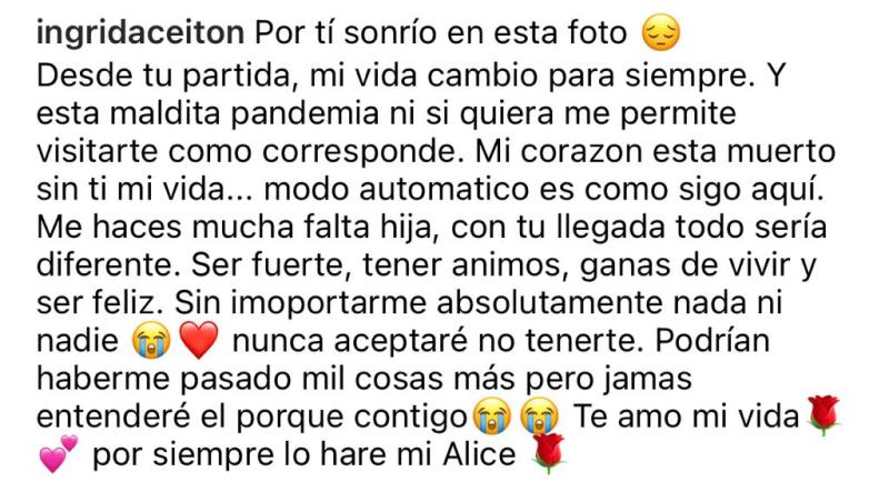 “Jamás entenderé”: Ingrid Aceitón muestra la tumba de su hija