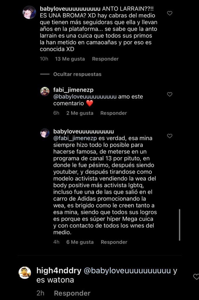 “Es una cuica”: Anto Larraín responde a comentario por su éxito