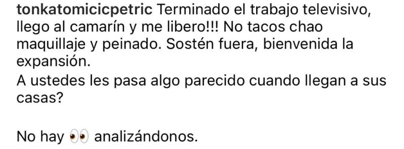 “Me libero”: Tonka Tomicic sorprende al mostrarse sin sostén