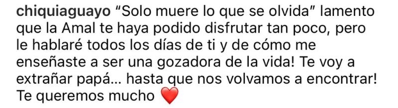 "Te voy a extrañar": Chiqui Aguayo lamenta la muerte de su padre