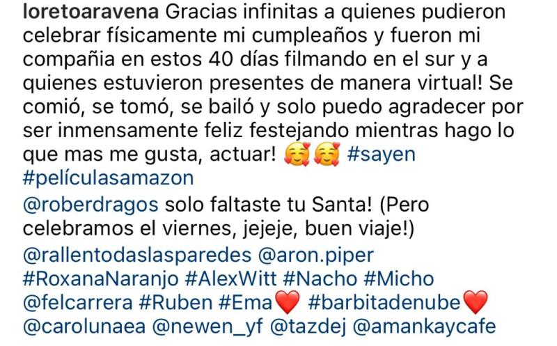 Loreto Aravena celebró su cumpleaños con Arón Piper