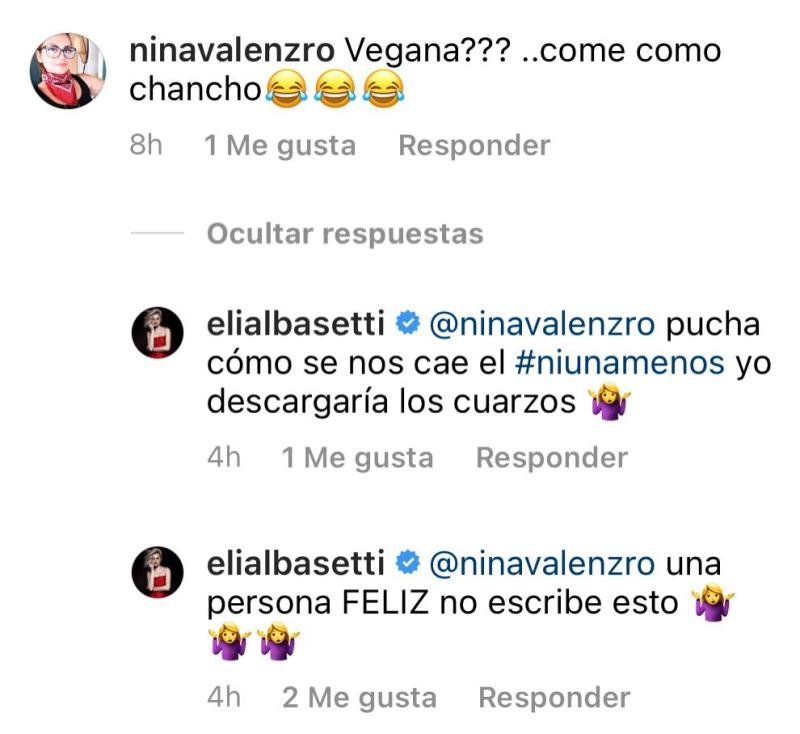 Eliana Albasetti responde a feo comentario sobre su físico