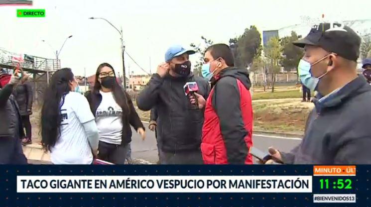 Tránsito interrumpido en Américo Vespucio por manifestación