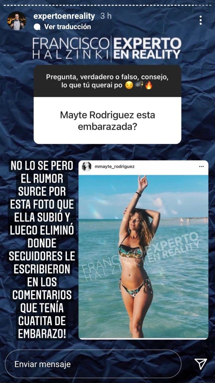 Mayte Rodríguez enciende rumores de embarazo por extraña foto