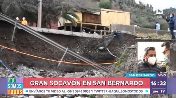 Alcalde de San Bernardo se refirió a gran socavón provocado por las lluvias