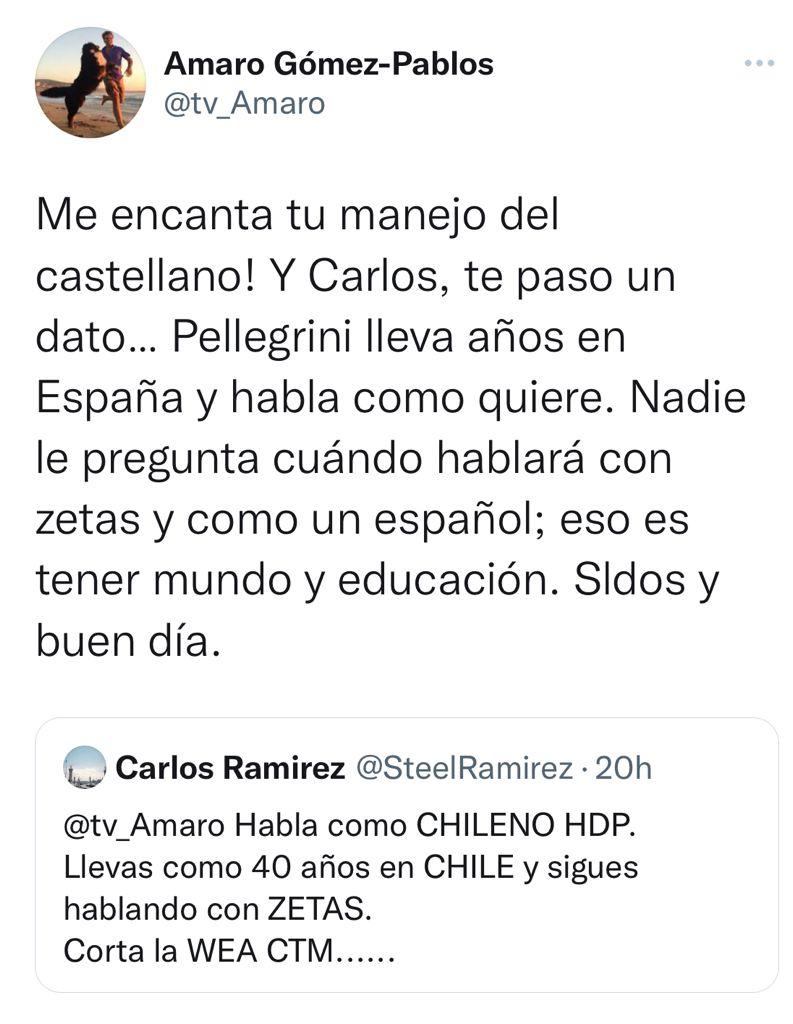 Amaro Gómez-Pablos responde a crítica por su acento español