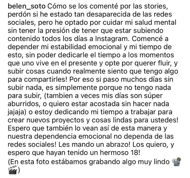 Belén Soto reconoce su dependencia a las redes sociales