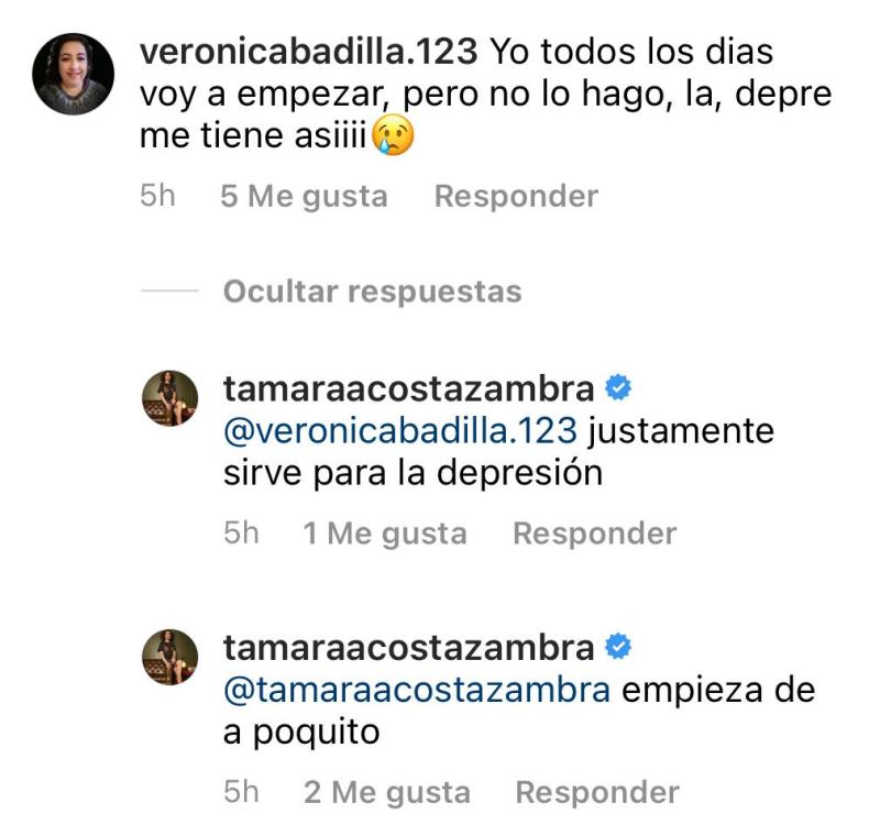 Tamara Acosta se muestra sin filtro tras entrenar en su casa