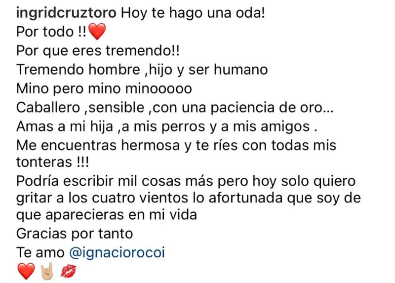 Ingrid Cruz sorprende con potente mensaje para su pololo