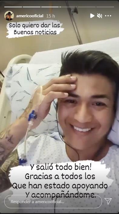 Américo deja ver sus canas desde la clínica