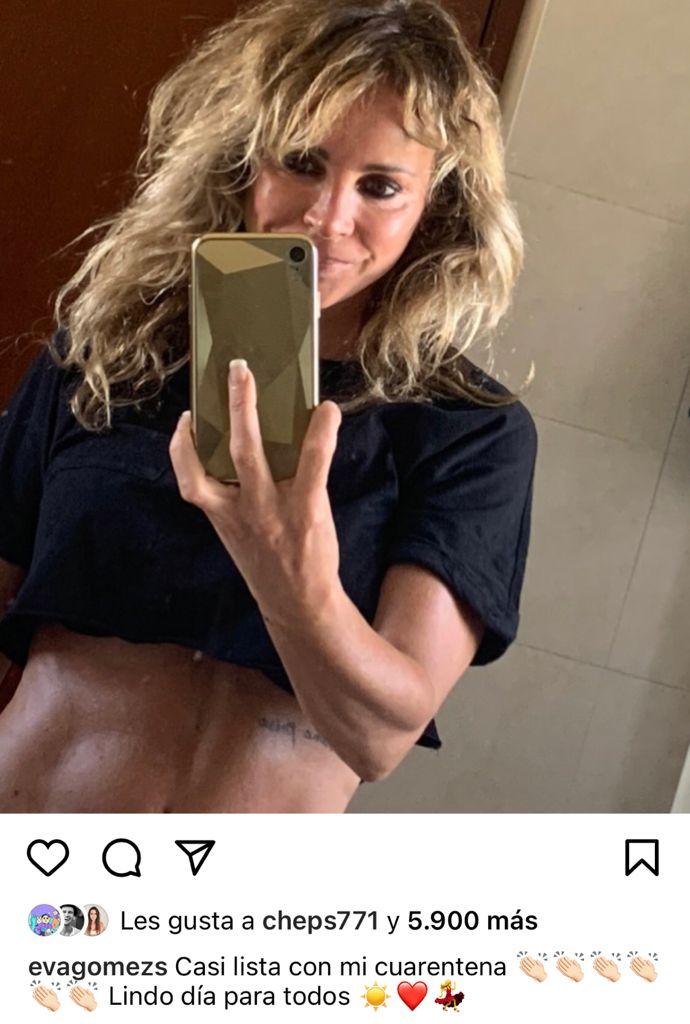 Eva Gómez enseña su abdomen de acero en cuarentena