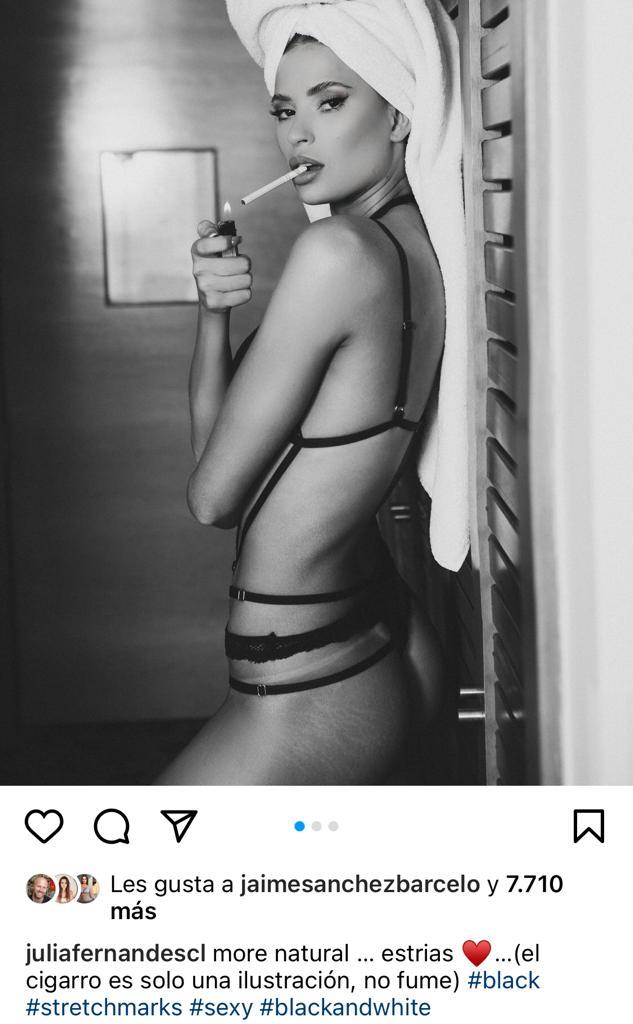 Julia Fernandes muestra sus estrías en sesión con ropa interior