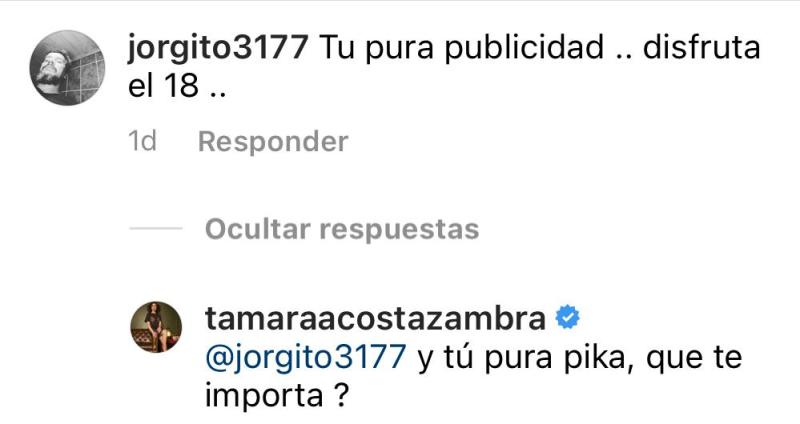 “Qué te importa”: Tamara Acosta responde a duras críticas