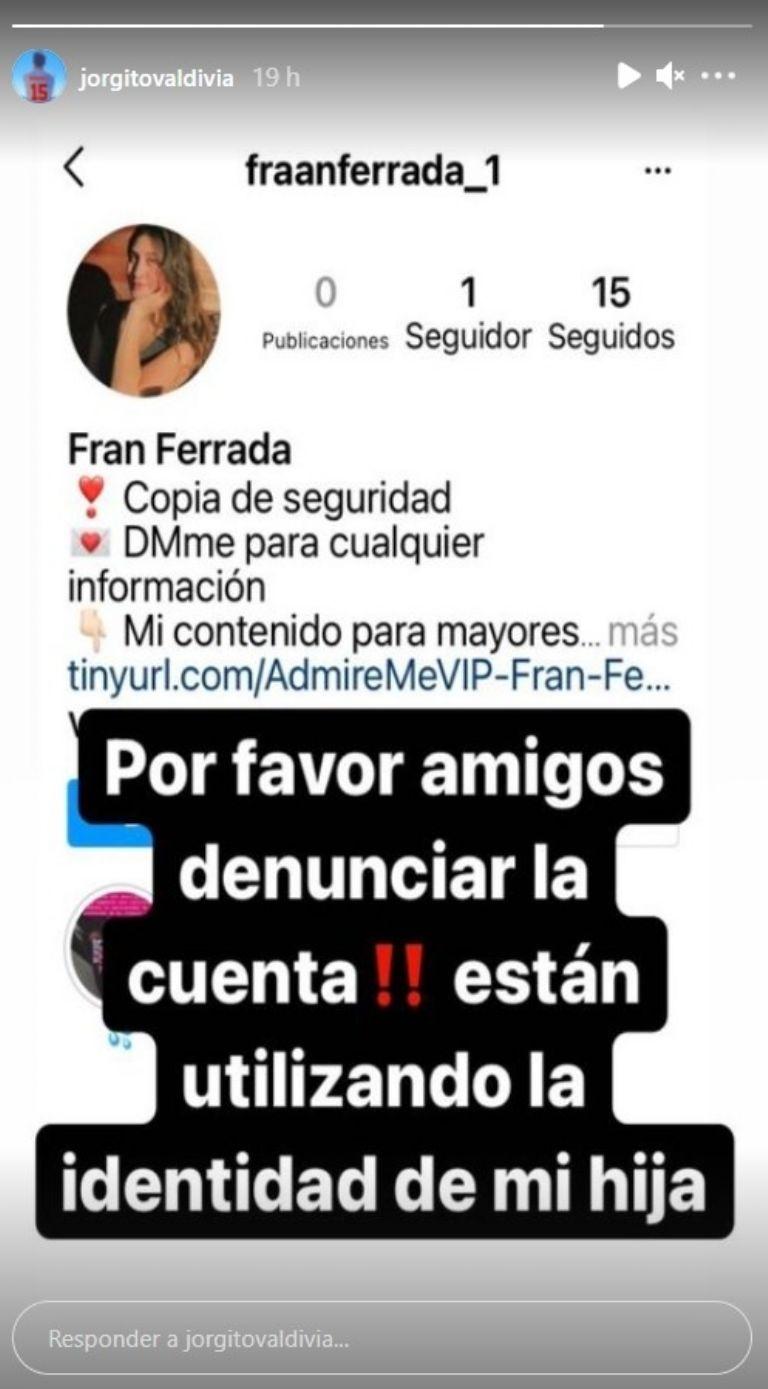 Daniela Aránguiz y Jorge Valdivia denuncian perfil falso de su hija