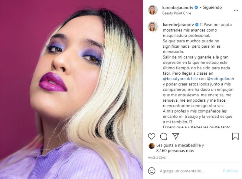 Karen Bejarano se refiere a su lucha contra la depresión