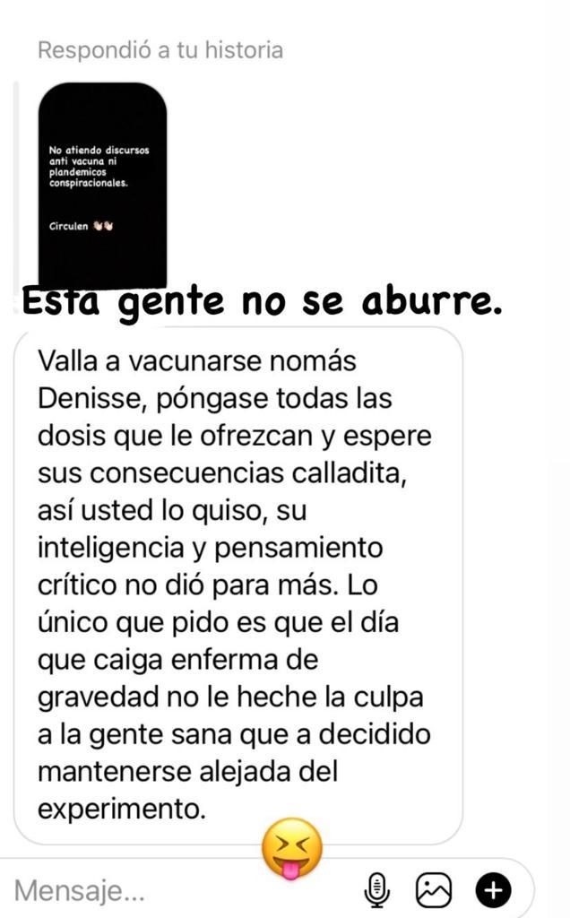Denisse Malebrán exhibe insólitas críticas de “antivacunas”