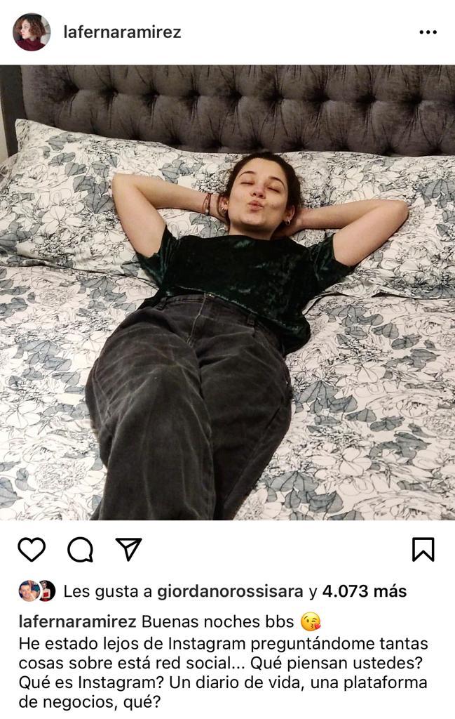 Fernanda Ramírez hace reflexión con foto desde su cama