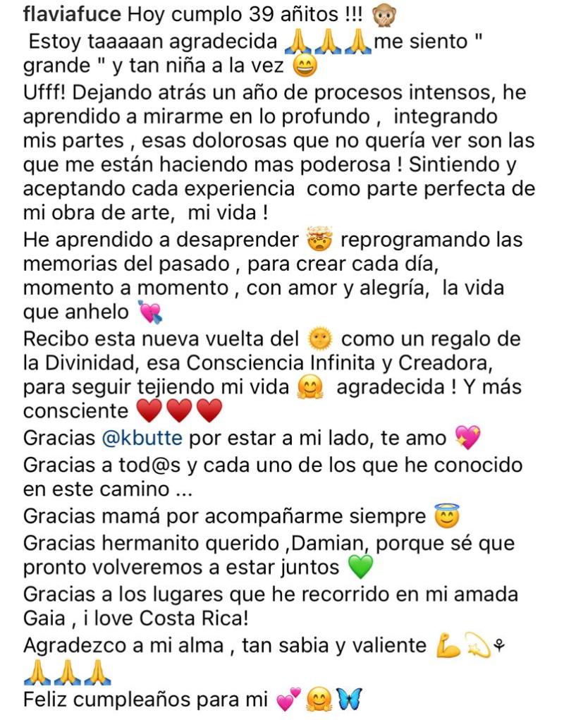 Flavia Fucenecco celebra sus 39 años con romántica declaración