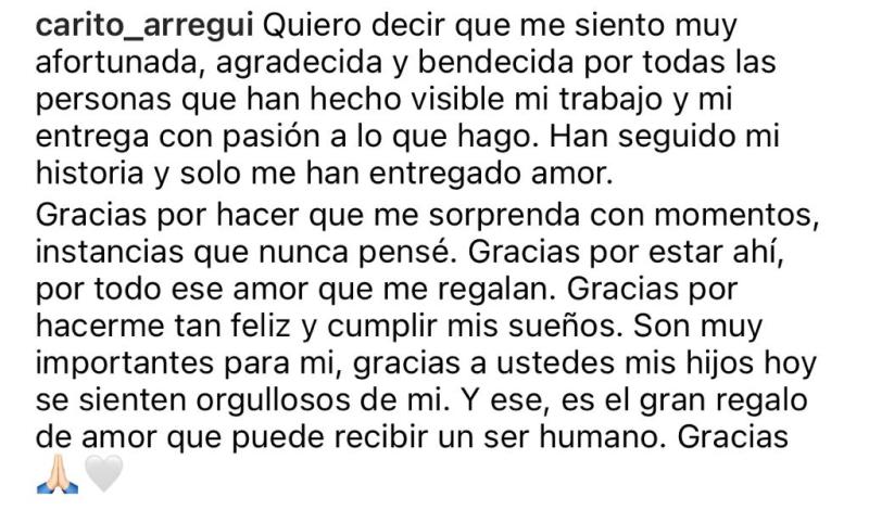 Carolina Arregui abre su corazón en emotivo mensaje