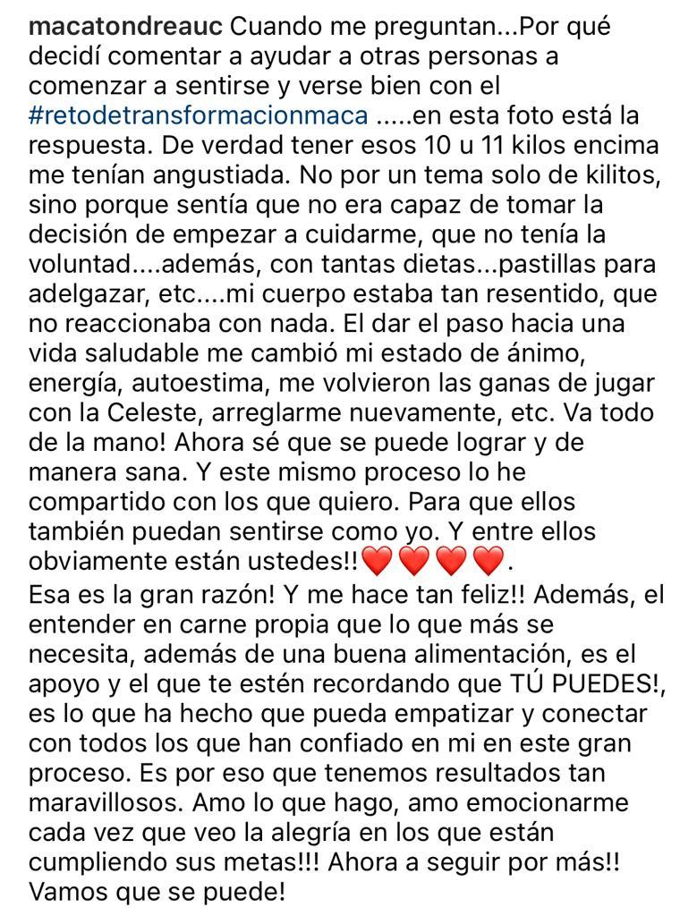 Macarena Tondreau muestra su cambio tras bajar 10 kilos