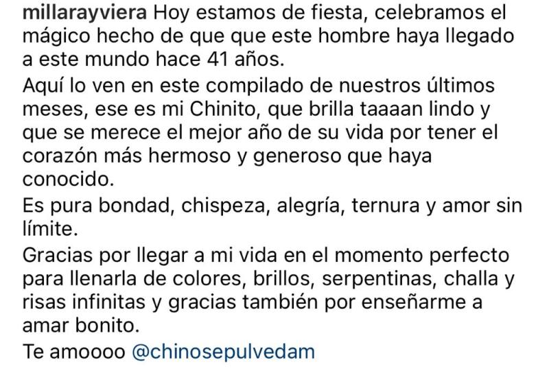 Millaray Viera le agradece a su pareja por enseñarle a “amar bonito”