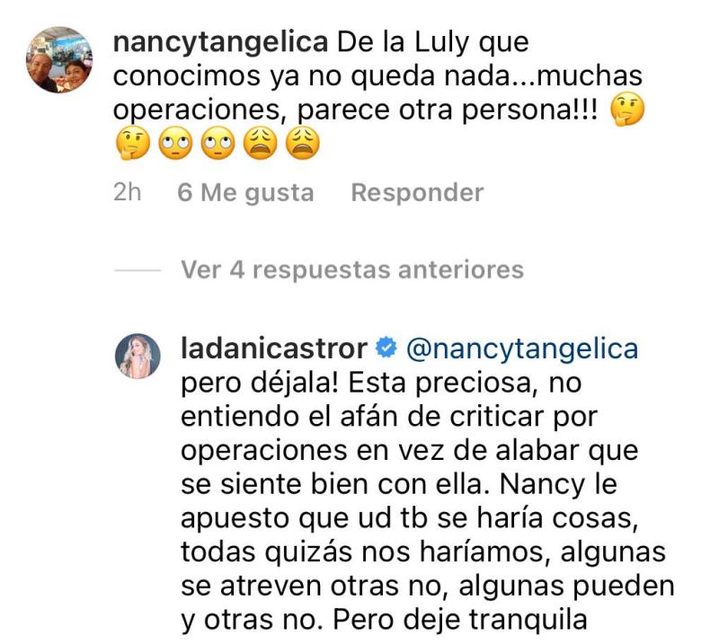 Daniela Castro defiende a Luli tras crítica por cambio físico