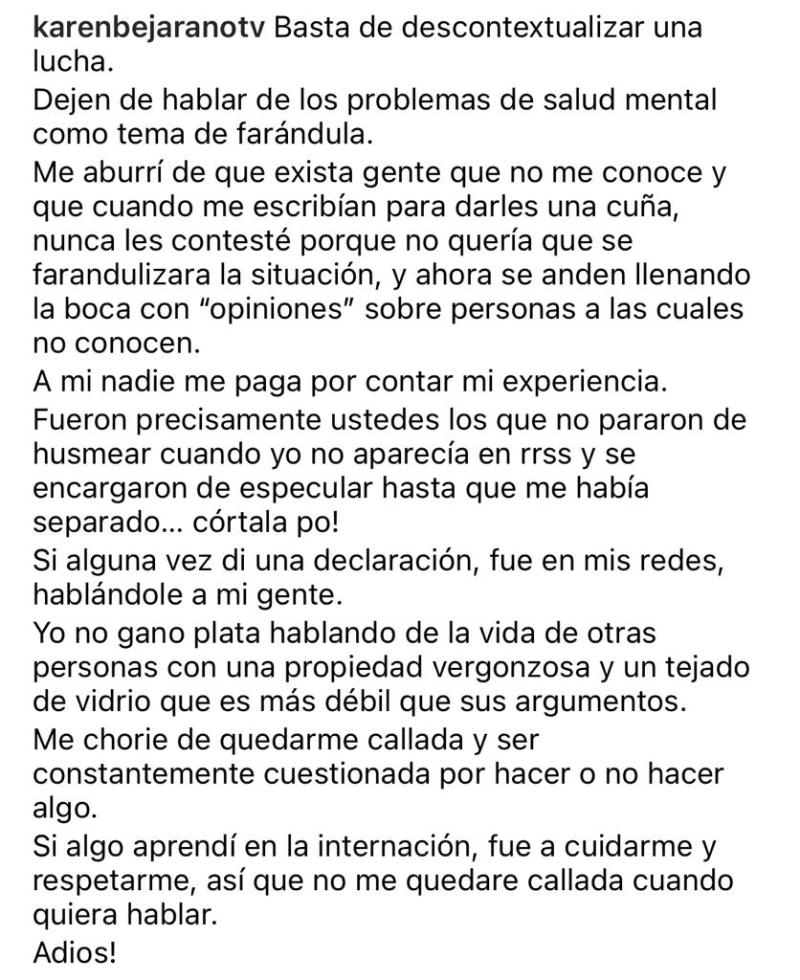 “Llámenme lastimera”: El desahogo de Karen Bejarano por críticas