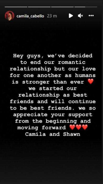 Camila Cabello y Shawn Mendes confirman el fin de su relación