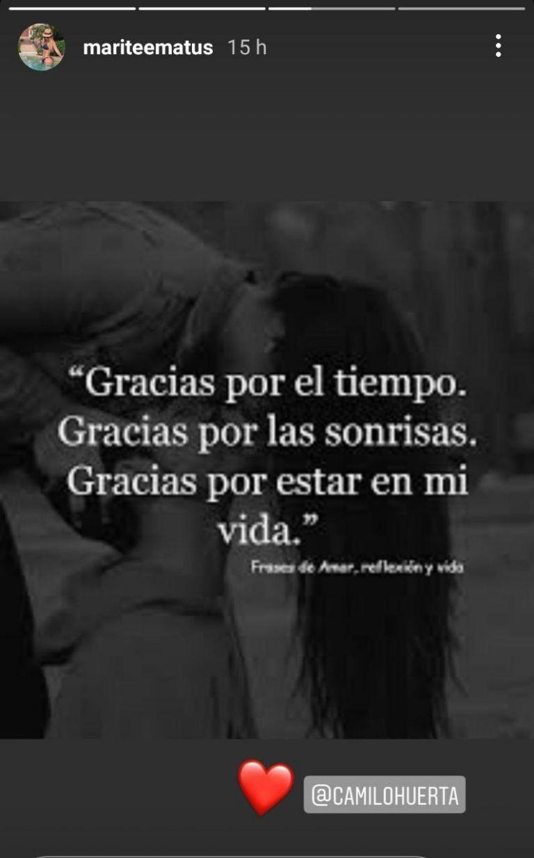 Marité Matus le dedica románticas palabras a Camilo Huerta