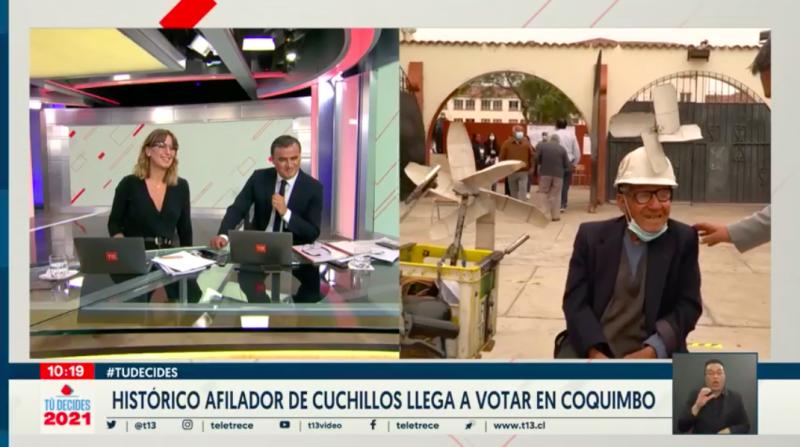Histórico afilador de cuchillos llamó la atención en local de votación