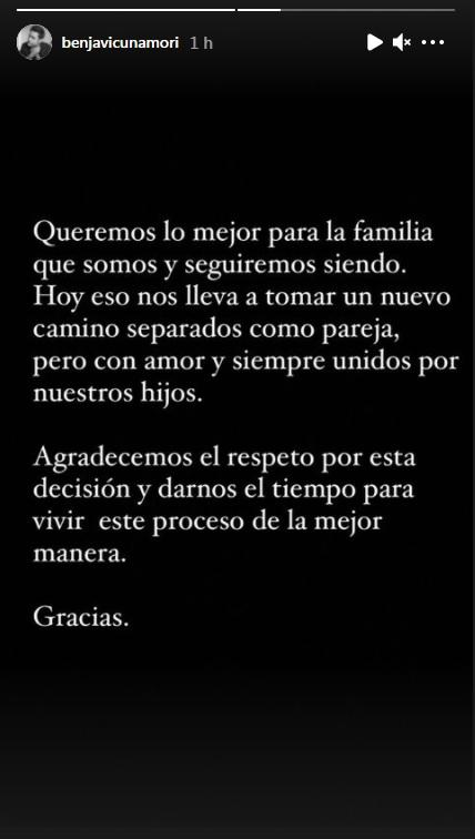 Benjamín Vicuña hace potente reflexión a tres meses del quiebre con China Suárez