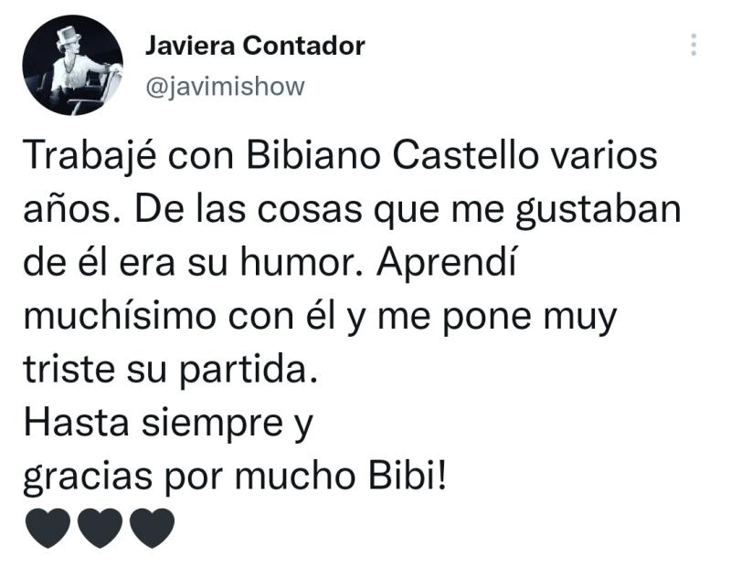 Famosos se despiden de Bibiano Castelló con sentidos mensajes