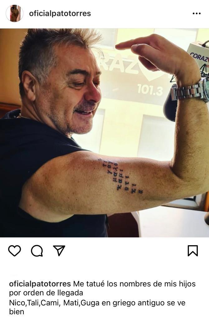 Patricio Torres se hace original tatuaje en honor de sus 5 hijos
