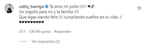 Cathy Barriga muestra su orgullo por logro de su hijo