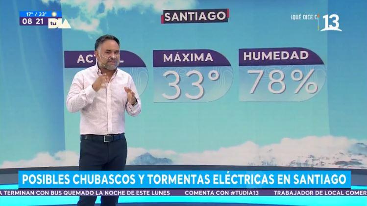 Posibles chubascos y tormentas eléctricas en Santiago
