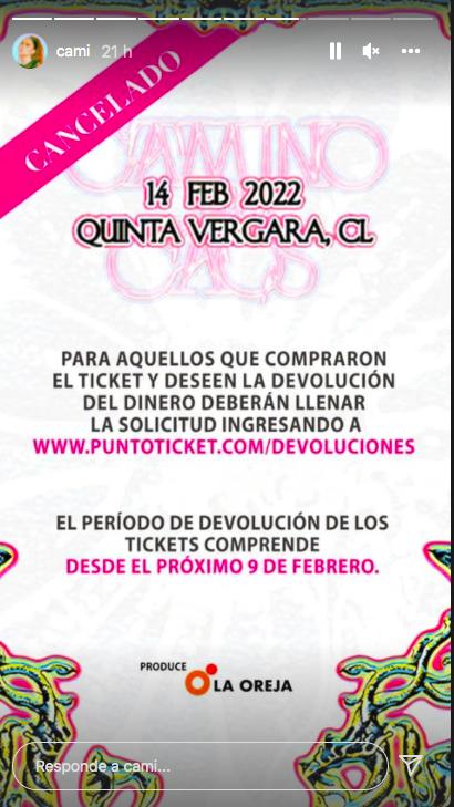 El lamentado descargo de Cami tras cancelación de conciertos