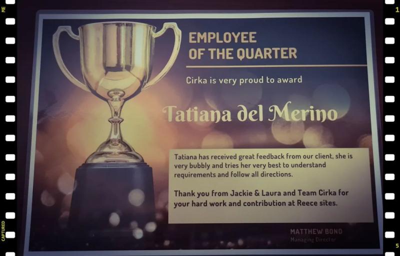 Tatiana Merino destaca como trabajadora del aseo en Australia