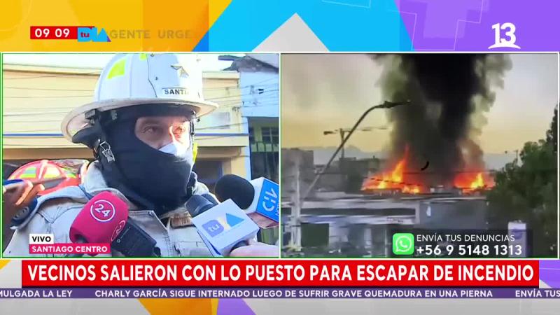 Gran incendio afecta a vecinos de Santiago Centro