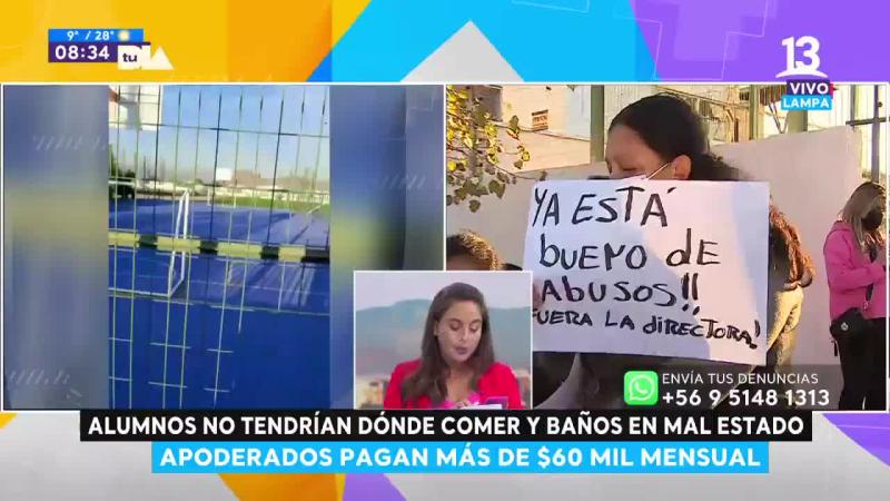Apoderados denuncian baños indignos y falta de casino en colegio de Lampa