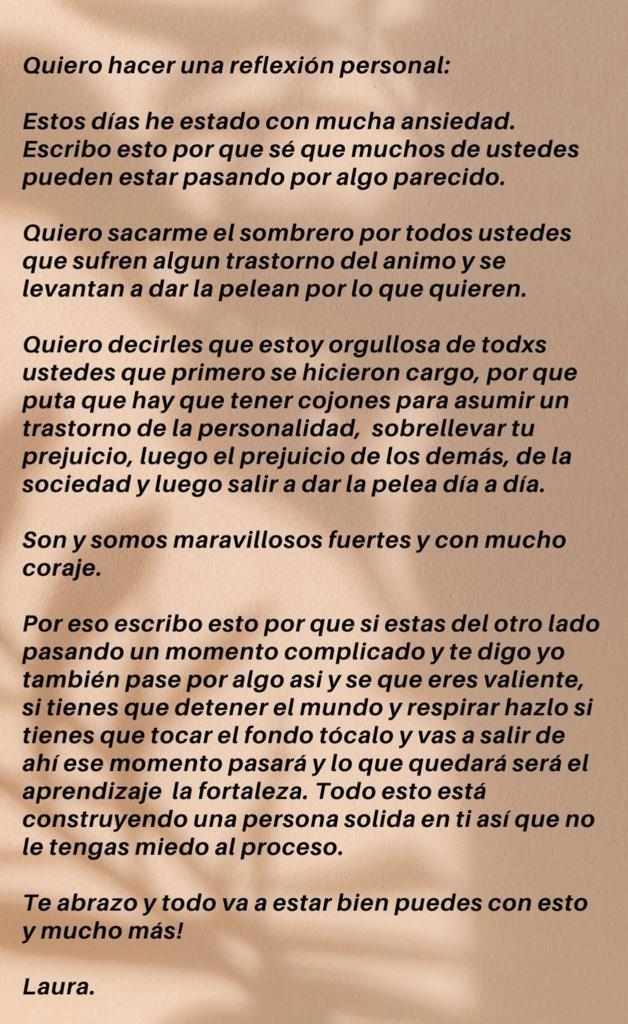 El sincero mensaje de Laura Prieto por drama de salud mental