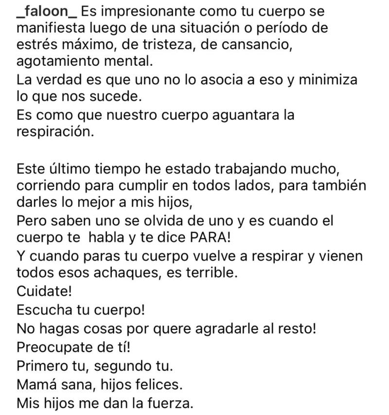 “Es terrible”: El desahogo de Faloon Larraguibel por su cansancio
