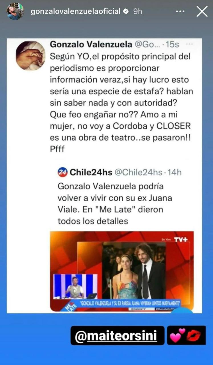 Gonzalo Valenzuela aclara su relación con Maite Orsini